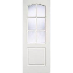 Classical White (primed) Internal Door with Clear Glass - Grained